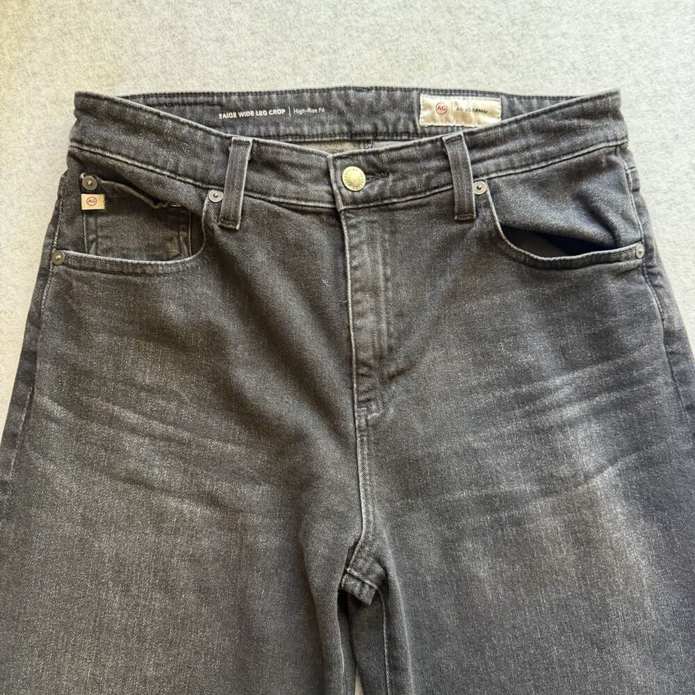 AG Adriano Goldschmied Sz 29 8 Saige Wide Leg Crop High Rise Fit Raw Hem (READ) - Picture 3 of 9
